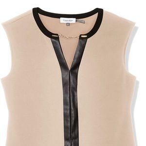 NWT Calvin Klein Sleeveless Blouse Faux Leather